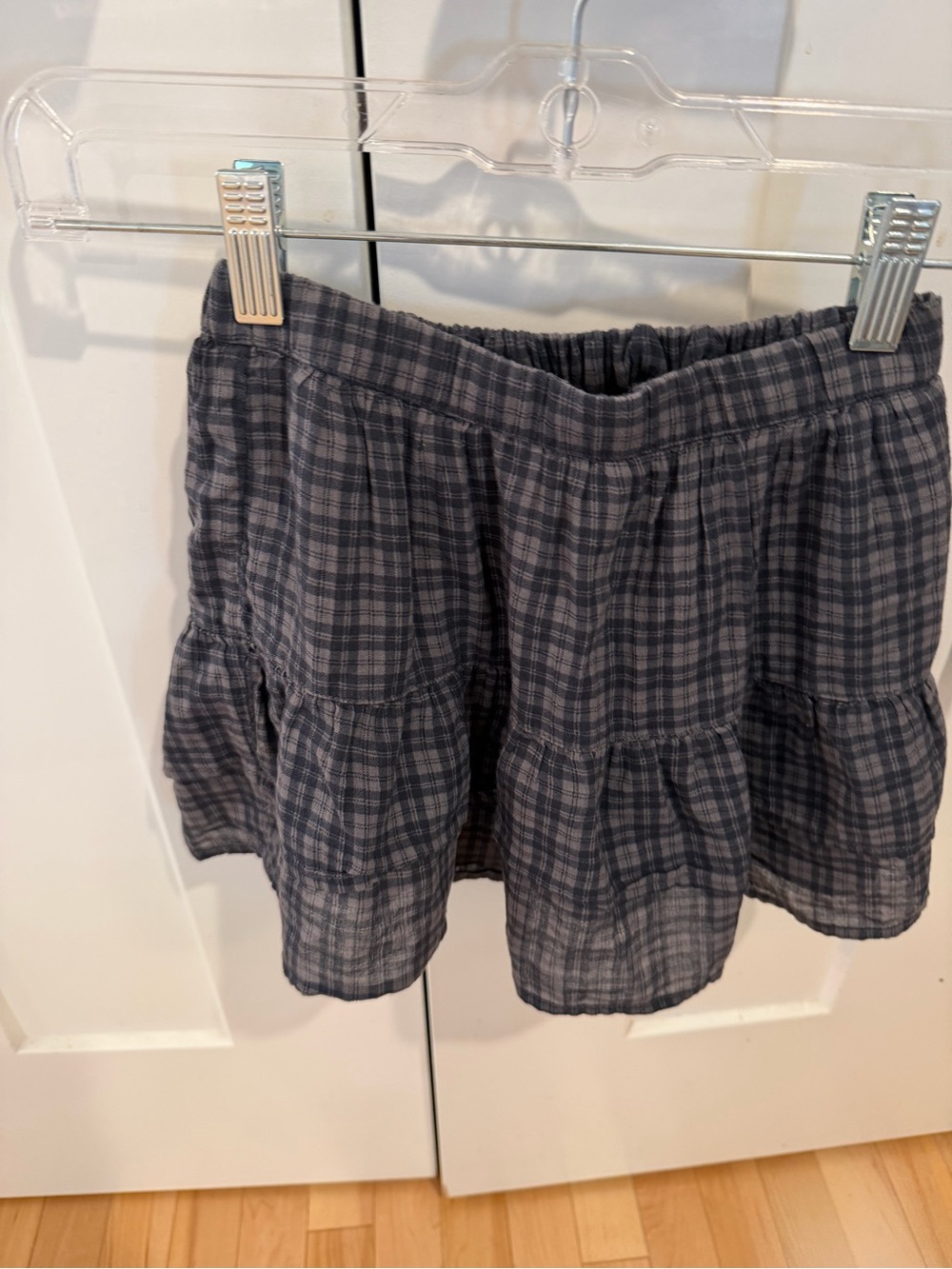 Abercrombie Dize 7/8 Tiered Plaid Mini Skirt - Charcoal Gray